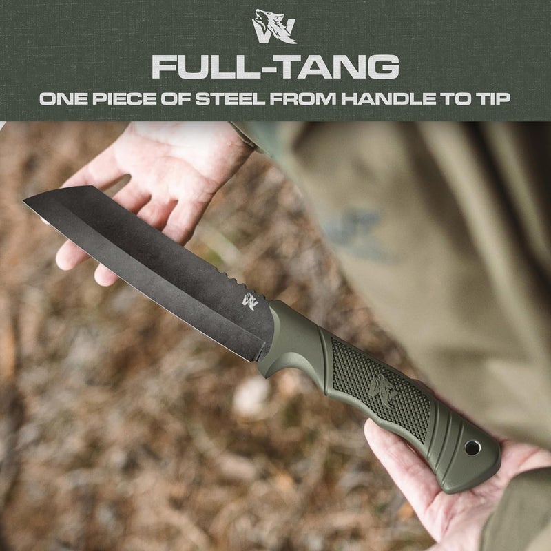 ODENWOLF W Machete - Survival Machete Full Tang with Sheath - Strong D2 Steel Knife Machete for Cutting Trees, for Yard Work, and for Bushcrafting and Big Tactical Knife with TPE-Handle - Image 3